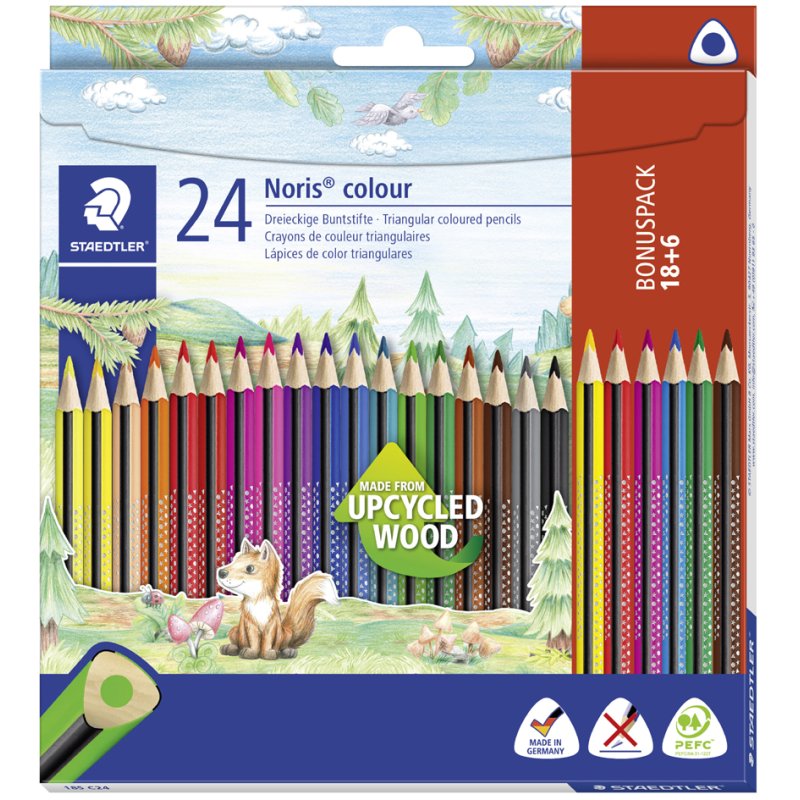 STAEDTLER Noris colour triangular colouring pencils, 18+6 pieces bonus pack
